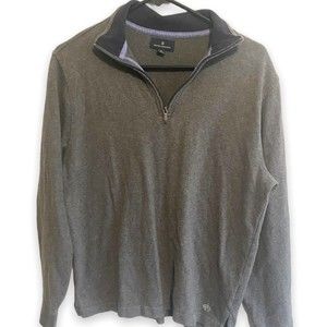 170 BROOKS BROTHERS Men 1/4 Zip Long Sleeves Gray Sweatshirt Size Small Logo
